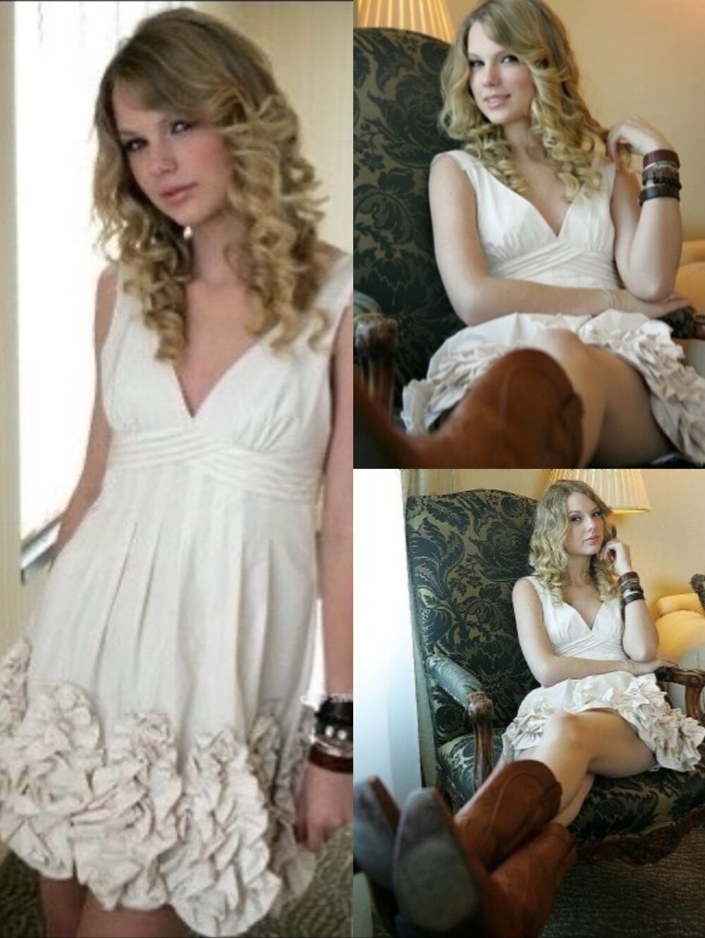 ASO Taylor Swift Y2K Babydoll Taffeta Champagne Mini Dress Formal Prom Sz 6